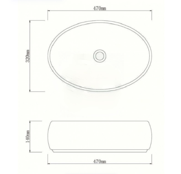 470*320*140mm Infinity Art Grey And Yellow Porcelain Oval Above Counter Basins