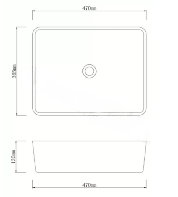 470*365*130mm Infinity Art Grey And Yellow Porcelain Rectangle Above Counter Basins