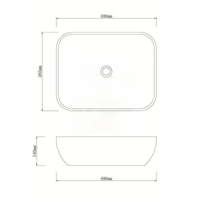 490*385*140mm Infinity Art Grey And Yellow Porcelain Rectangle Above Counter Basins