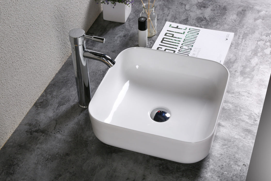 385*385*140mm Infinity Gloss White Ceramic Square Above Counter Basins