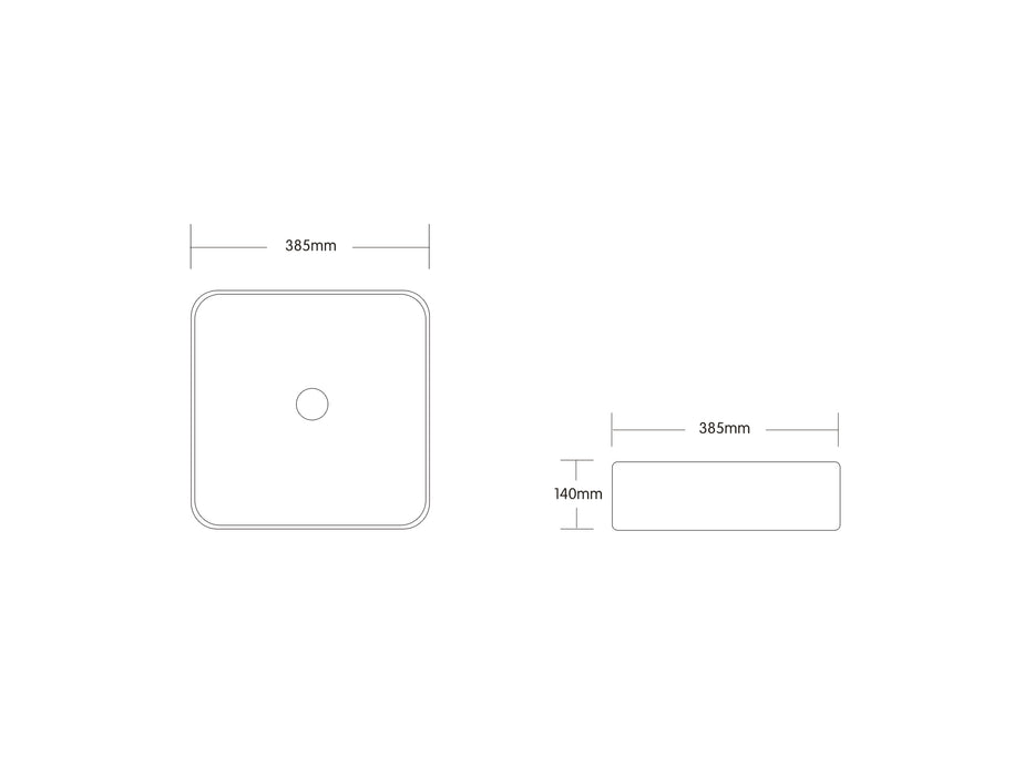 385*385*140mm Infinity Gloss White Ceramic Square Above Counter Basins