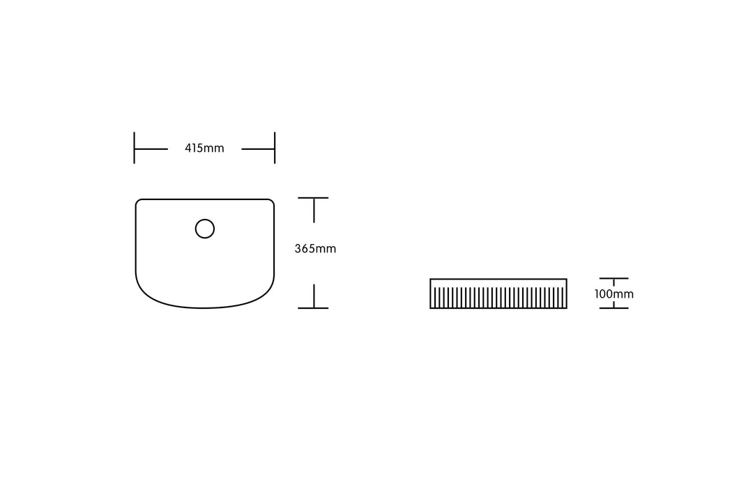 415*365*100mm Infinity Gloss White/Matt White/Matt Black Ceramic Arch Fluted Above Counter Basins