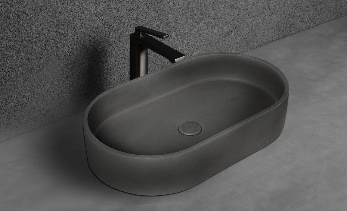 580*365*120mm Infinity Grey Concrete Oval Above Counter Basins