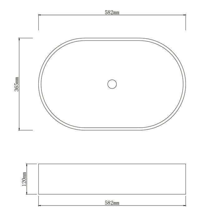 580*365*120mm Infinity Grey Concrete Oval Above Counter Basins