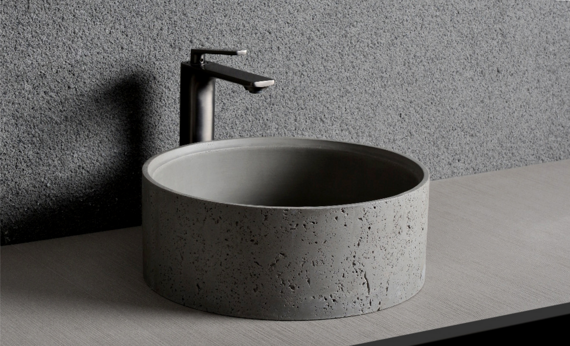 390*390*150mm Infinity Grey Concrete Round Above Counter Basins