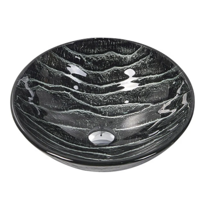 420*420*145mm Infinity Art Black Glass Round Above Counter Basins