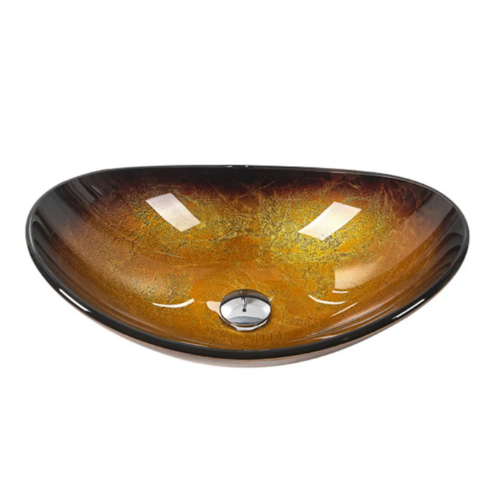 545*370*155mm Infinity Art Yellow And Black Glass Specical Shape Above Counter Basins