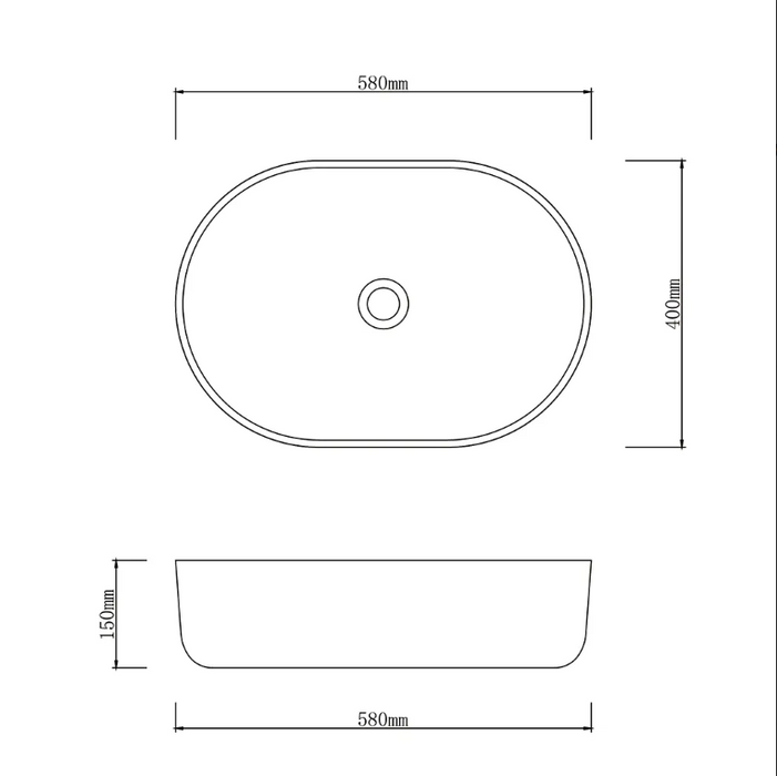 580*400*150mm Infinity Other Colors Porcelain Oval Above Counter Basins