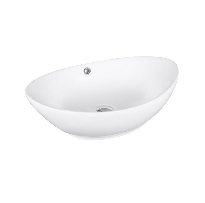 590*385*195mm Infinity Gloss White Ceramic Oval With Overflow Above Counter Basins