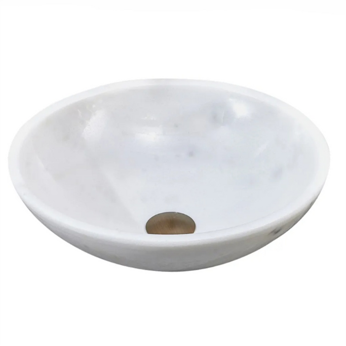 420*420*140mm Infinity Art White Marble Stone Round Above Counter Basins