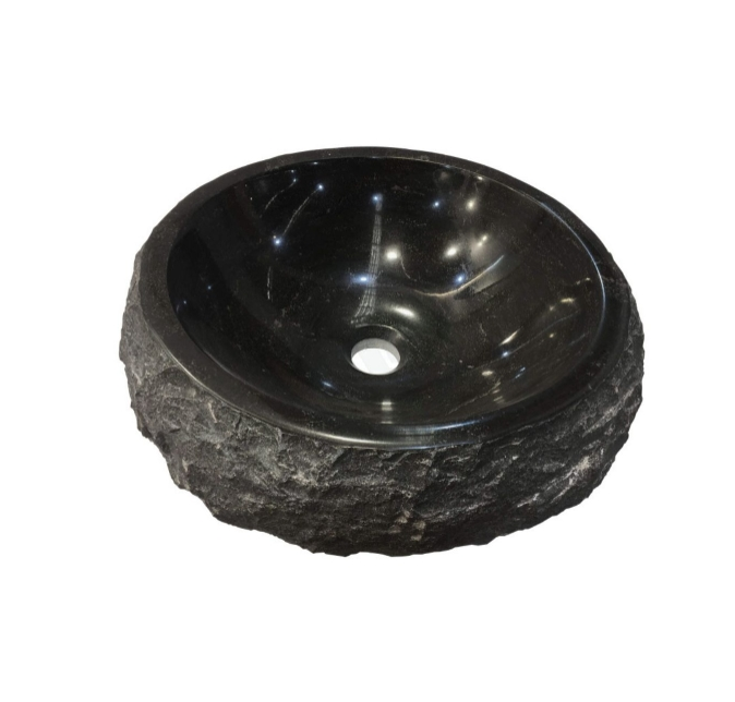 500*400*150mm Infinity Art Black Marble Stone Round Above Counter Basins