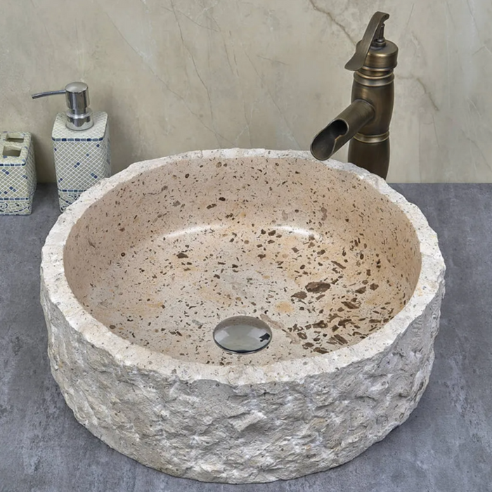 420*420*140mm Infinity Art Grey Marble Stone Round Above Counter Basins