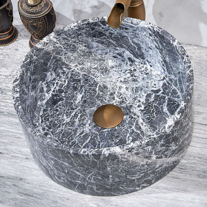 370*370*150mm Infinity Art Grey Marble Stone Round Above Counter Basins