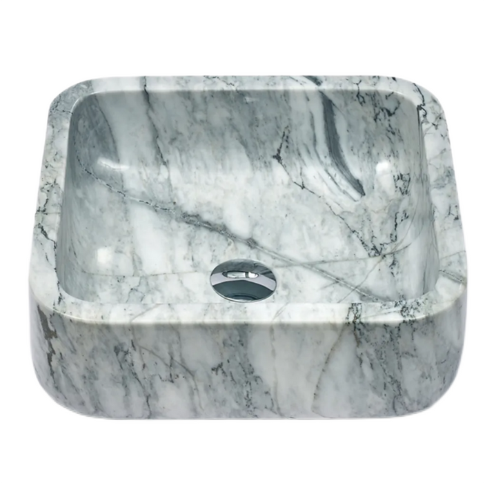 400*400*140mm Infinity Art Grey Marble Stone Square Above Counter Basins