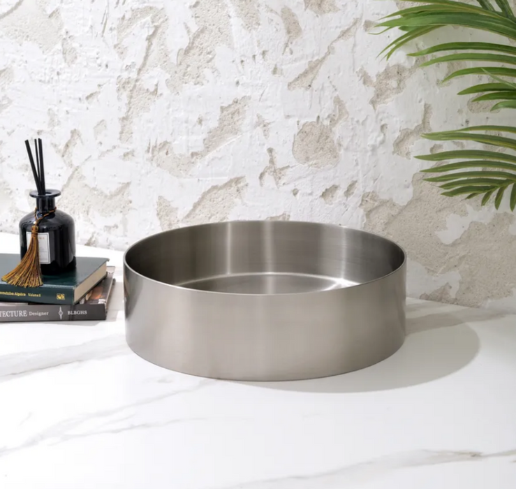 380*380*110mm Infinity Handmade Brushed Nickel Stainless Steel Round Above Counter Basins