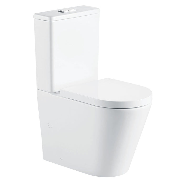 620*385*840mm Fienza Aluca Gloss White Tornado Soft Close Seat Back To Wall Toilet