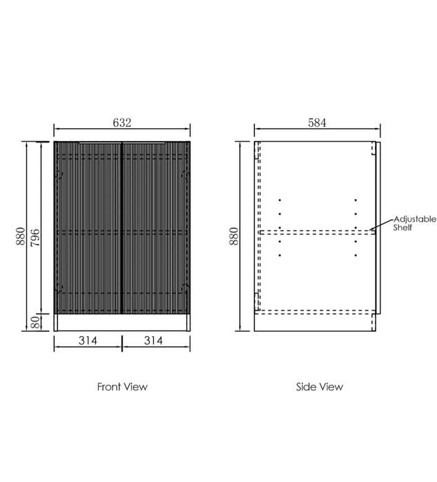 1060*600*900mm Otti Satin White Fluted Base Laundry Cabinet With Stone Top And Sink