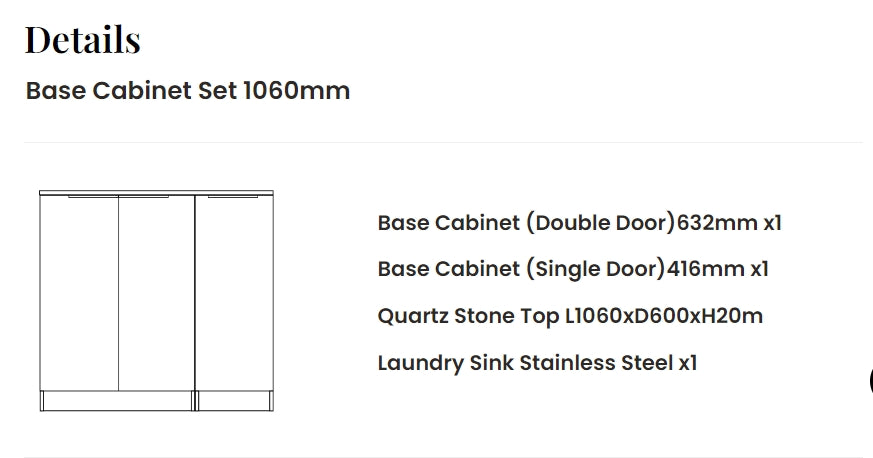 1060*600*900mm Otti Byron/Bondi Laminated Black Oak Base Laundry Cabinet With Stone Top And Sink