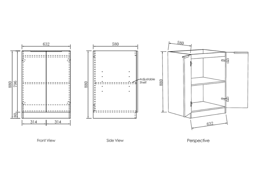 1060*600*900mm Otti Byron/Bondi Laminated Black Oak Base Laundry Cabinet With Stone Top And Sink