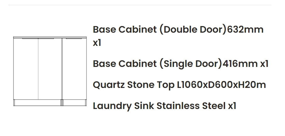 1060*600*900mm Otti Byron/Bondi Laminated Natural Oak Base Laundry Cabinet With Stone Top And Sink