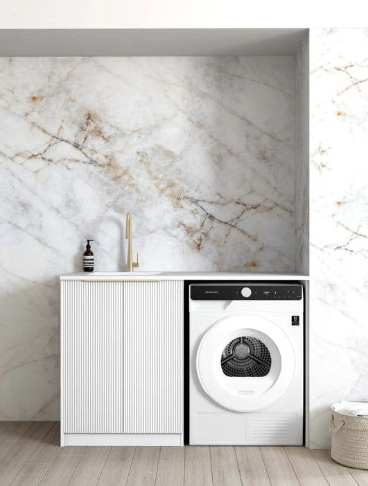 1300*600*900mm Otti Bondi White Fluted Base Laundry Cabinet With Stone Top And Sink