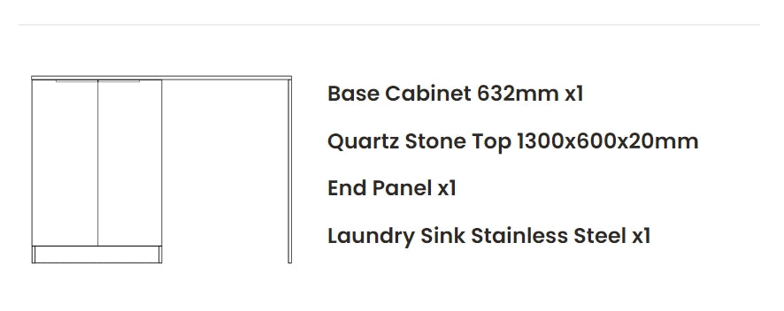 1300*600*900mm Otti Byron/Bondi Laminated Black Oak Base Laundry Cabinet With Stone Top And Sink