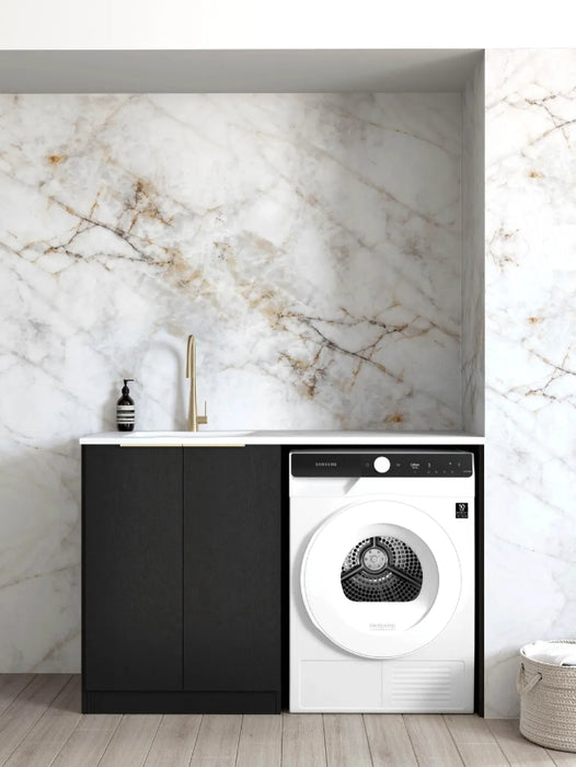 1300*600*900mm Otti Byron/Bondi Laminated Black Oak Base Laundry Cabinet With Stone Top And Sink