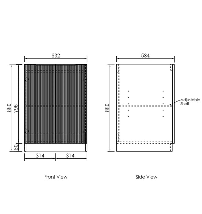 1305*600*2100mm Otti Bondi White Fluted Moisture Resistant Plywood White Laundry Kit