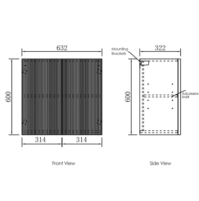 1305*600*2100mm Otti Satin White Fluted Moisture Resistant Plywood White Laundry Kit