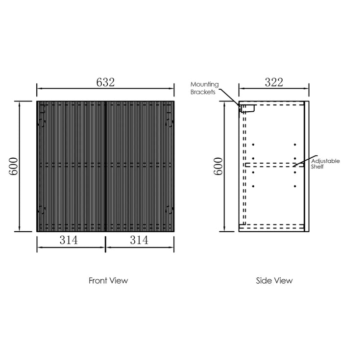 1960*600*2100mm Otti Satin White Fluted Moisture Resistant Plywood White Laundry Kit