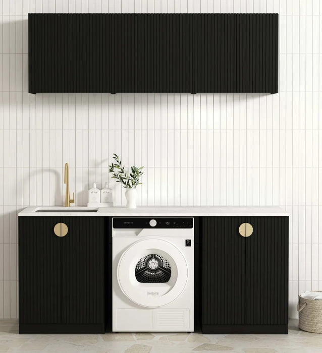 1960*600*2100mm Otti Marlo Matt Black Fluted Moisture Resistant Plywood Laundry Kit