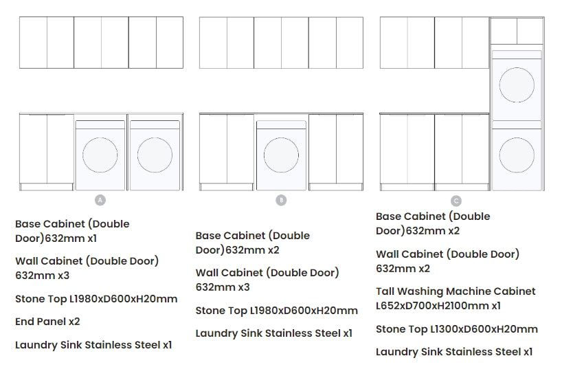 1305*600*2100mm Otti Byron/Bondi Laminated Black Oak Moisture Resistant Plywood Laundry Kit