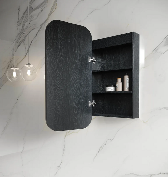 900*450mm OTT Newport Natural Oak/Black Oak/Matte White Soft Rectangle Wall Mounted LED Shaving Cabinet