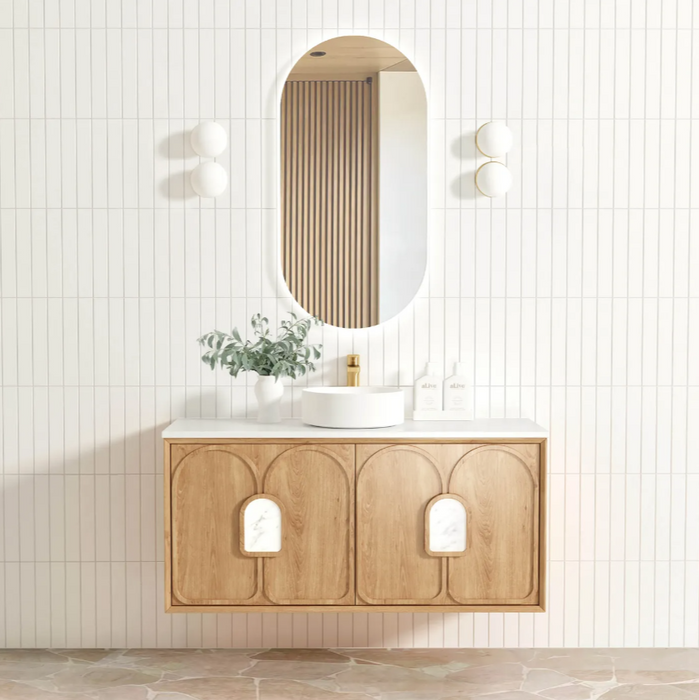 600-1800x460mm Laguna Natural American Oak High Moisture Resistant Plywood Wall Hung Vanity