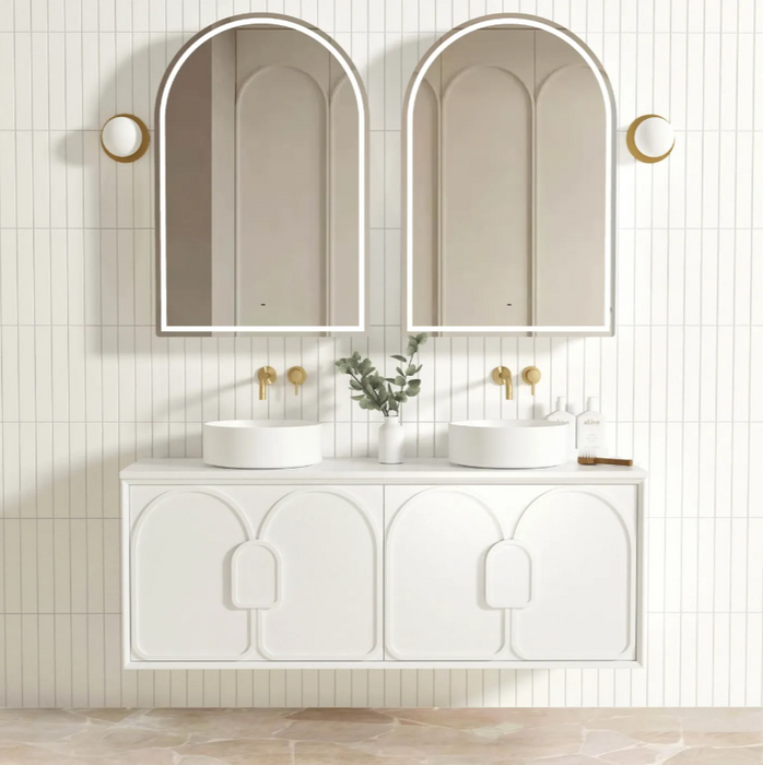 600-1800*460mm Laguna Satin White High Moisture Resistant Plywood Wall Hung Vanity