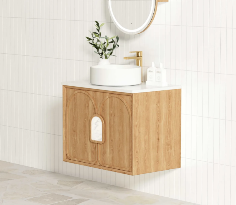 600-1800x460mm Laguna Natural American Oak High Moisture Resistant Plywood Wall Hung Vanity