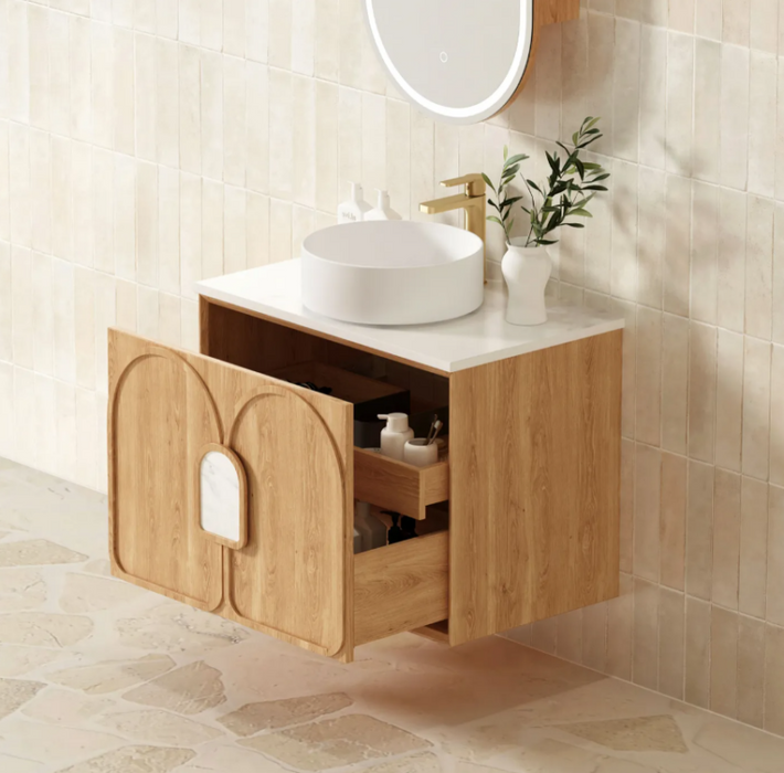 600-1800x460mm Laguna Natural American Oak High Moisture Resistant Plywood Wall Hung Vanity