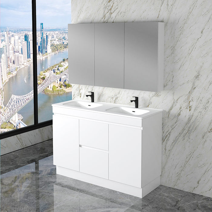 600-1800mm*820*450mm ABS Less Polyurethane Moisture Resistance Gloss White Freestanding Vanity With Kickboard