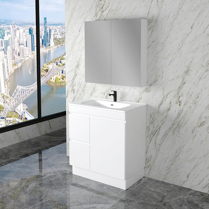 600-1800mm*820*450mm ABS Less Polyurethane Moisture Resistance Gloss White Freestanding Vanity With Kickboard