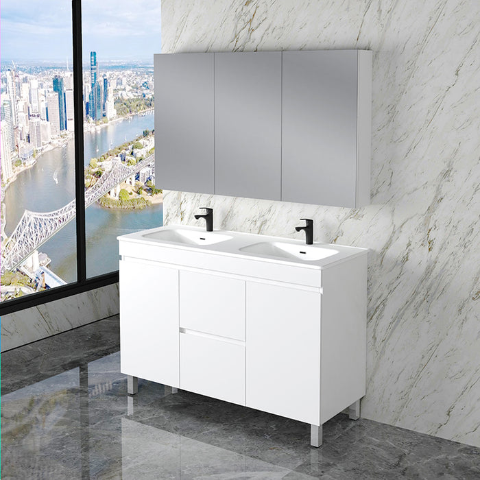 600-1800mm*820*450mm ABS Less Polyurethane Moisture Resistance Gloss White Freestanding Vanity With Legs