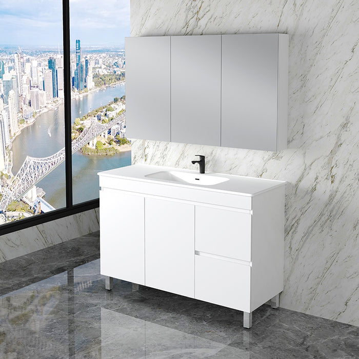 600-1800mm*820*450mm ABS Less Polyurethane Moisture Resistance Gloss White Freestanding Vanity With Legs