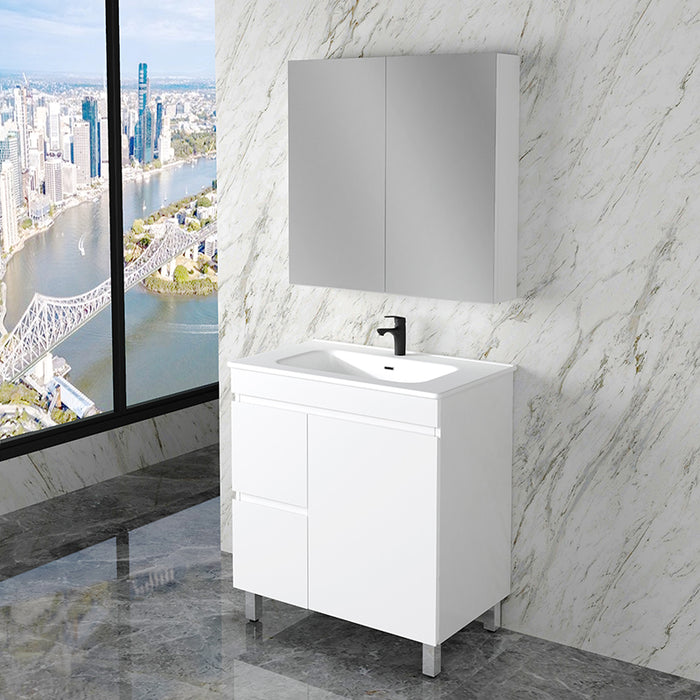 600-1800mm*820*450mm ABS Less Polyurethane Moisture Resistance Gloss White Freestanding Vanity With Legs