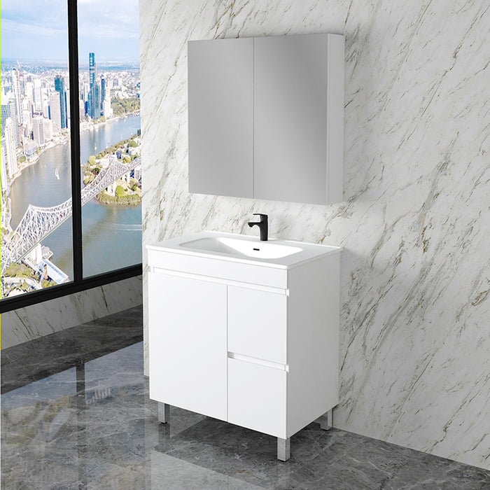 600-1800mm*820*450mm ABS Less Polyurethane Moisture Resistance Gloss White Freestanding Vanity With Legs