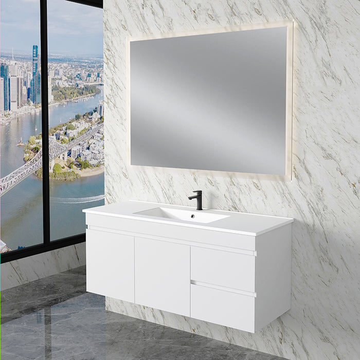 600-1800mm*450*505mm ABS Less Polyurethane Moisture Resistance Gloss White Wall Hung Vanity