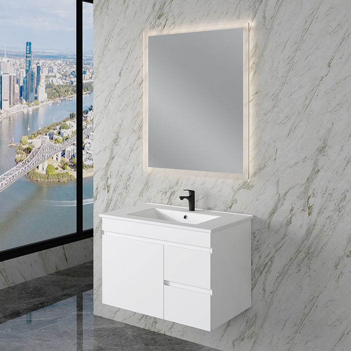 600-1800mm*450*505mm ABS Less Polyurethane Moisture Resistance Gloss White Wall Hung Vanity