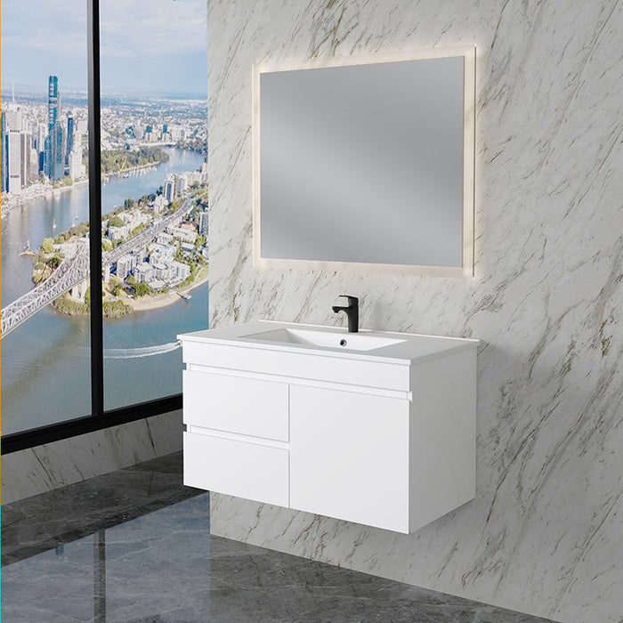 600-1800mm*450*505mm ABS Less Polyurethane Moisture Resistance Gloss White Wall Hung Vanity