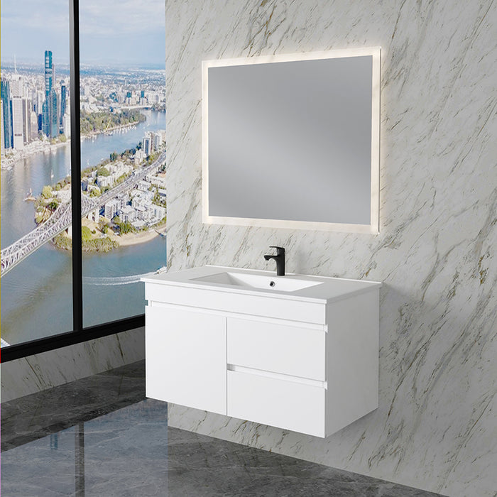 600-1800mm*450*505mm ABS Less Polyurethane Moisture Resistance Gloss White Wall Hung Vanity