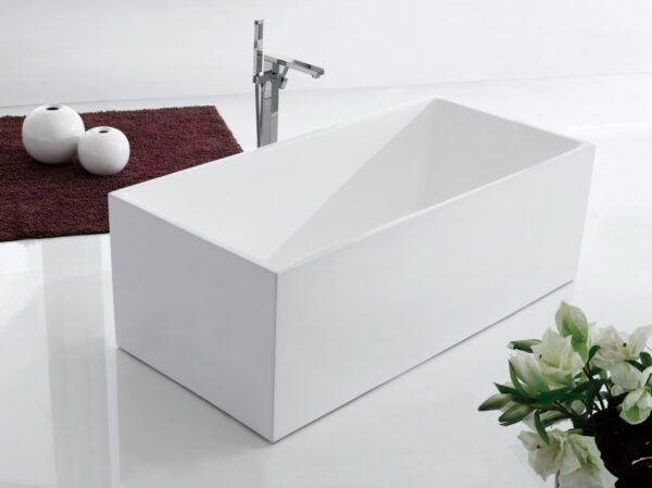 1200-1700*700/750*560/580mm ABS Lotus Gloss White Rectangle Acrylic Freestanding Bathtub