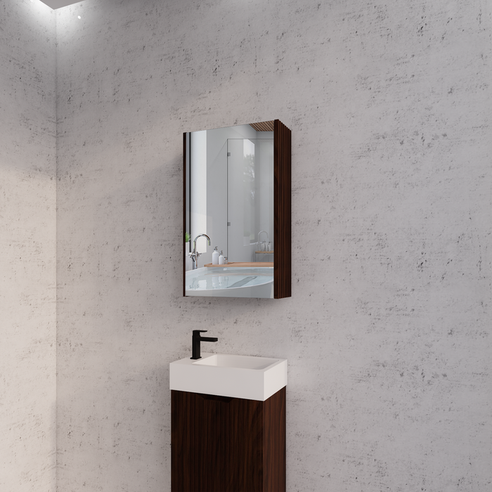 450-1500*720*150mm ABS Geneva Fluted Wall Hung Oak Timber Brown Oak Mirror Shaving Cabinet