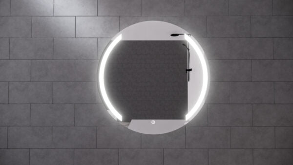 600-800*45mm ABS R1 Three Color Lights Frontlit Round Frameless With Defogging Function Easy Hook LED Mirror